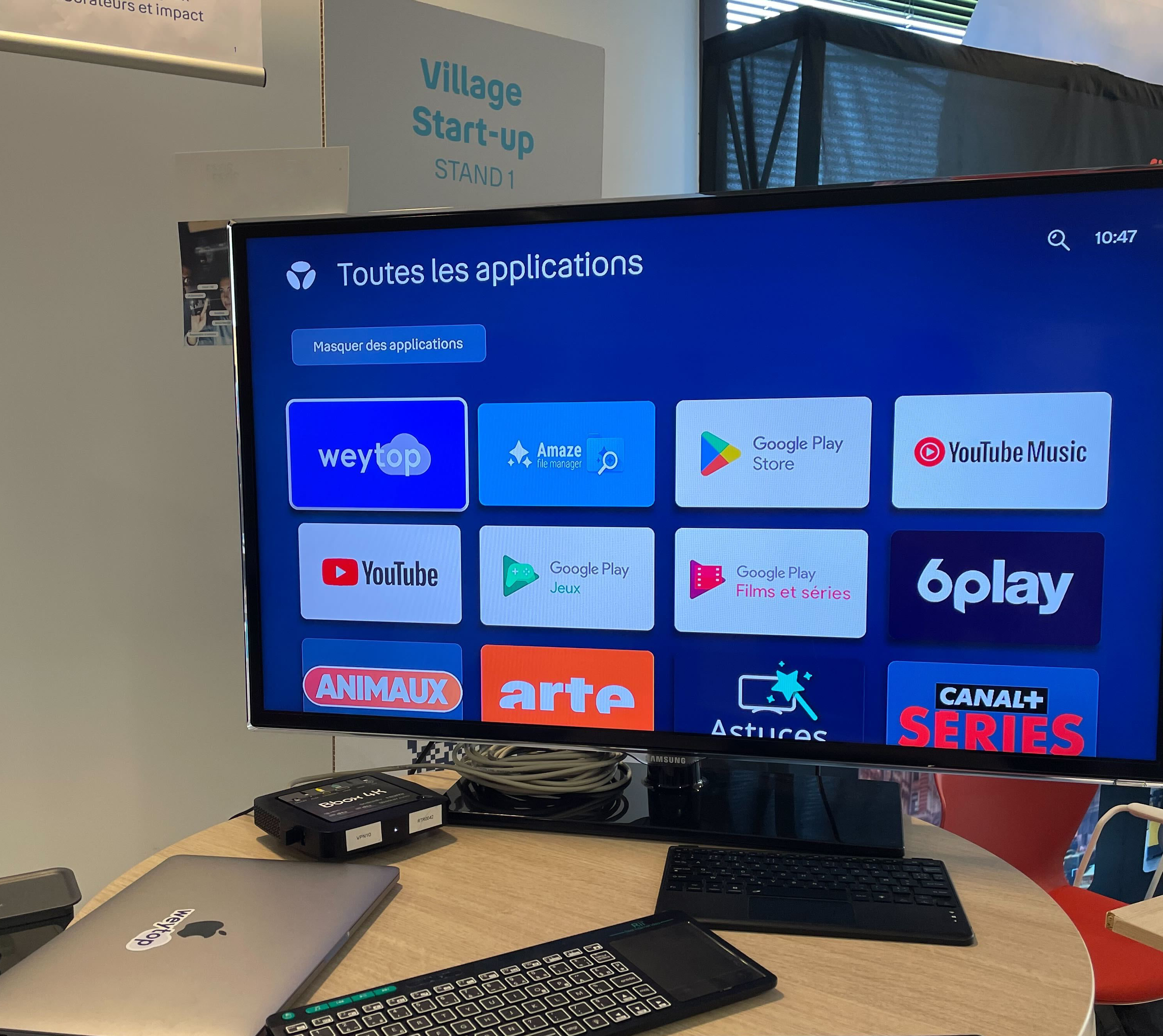 Weytop Android TV player demonstrated at a startup event
